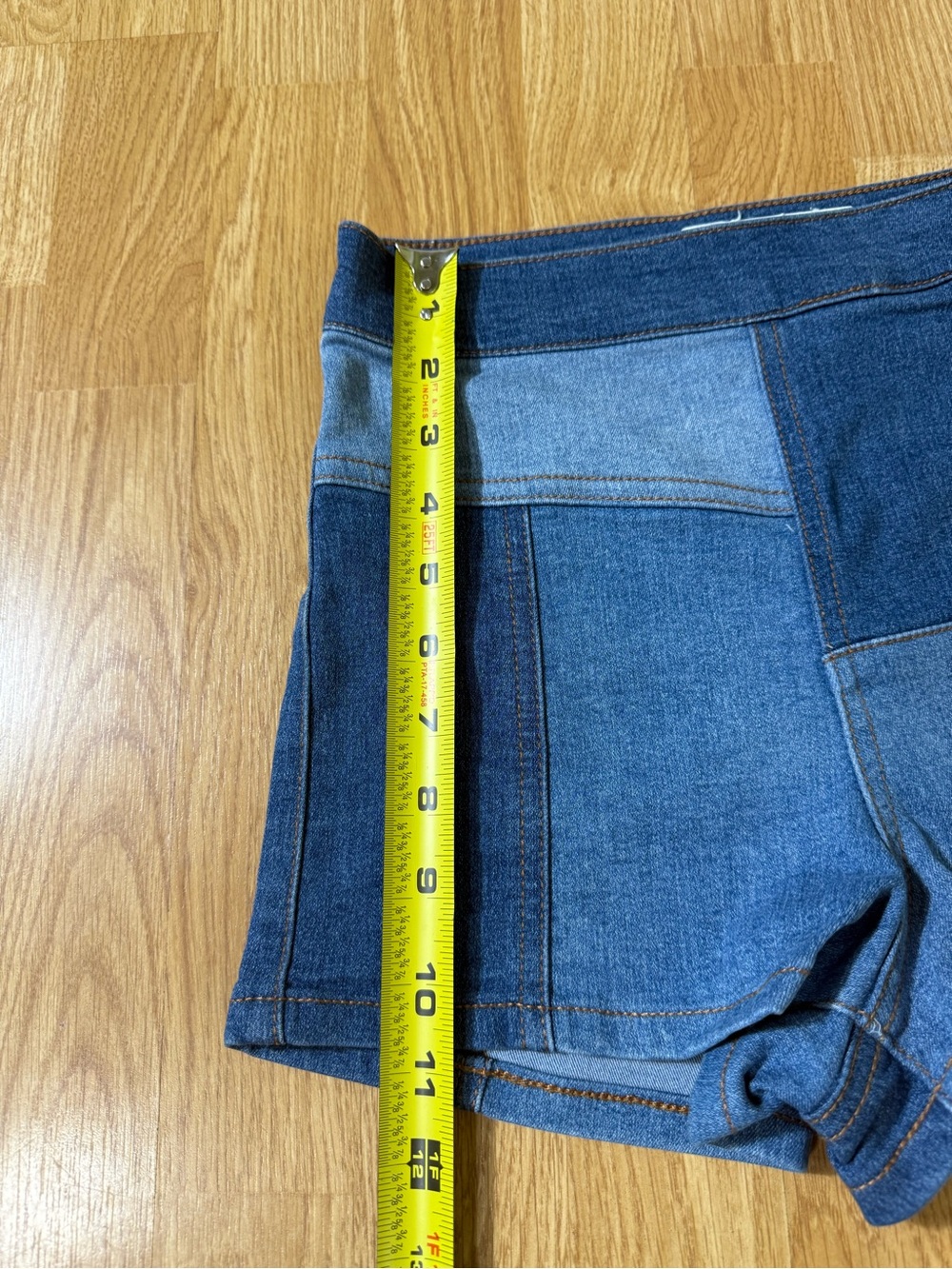 Free People Patchwork High-Rise Denim Shorts - Blue - Size 25 - Picture 12 of 12